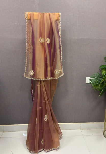 Designer Saree-Golden Purple