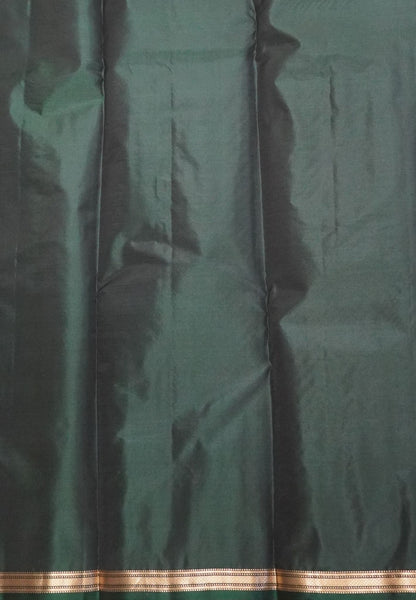 Pure Kanchipuram Silk Saree-Lime Green with Small Border