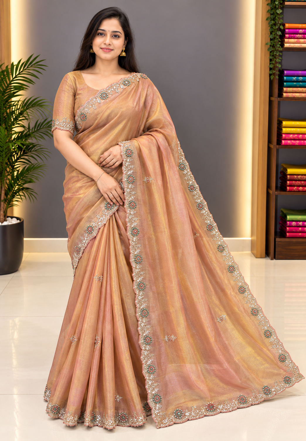Designer Saree-Light Pale Orange