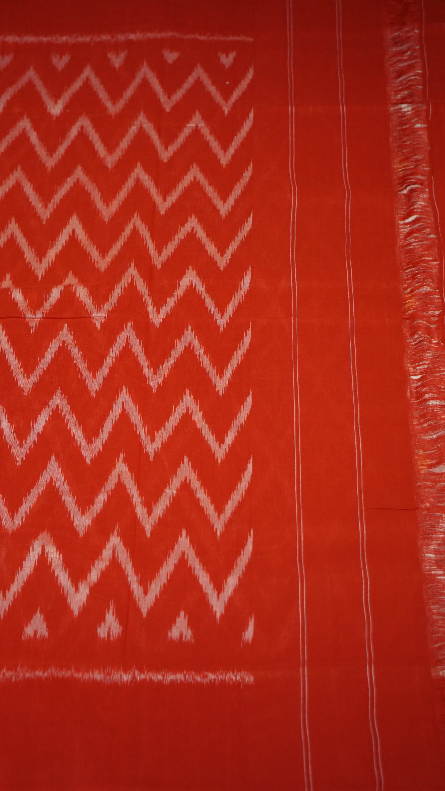 Pochampally Cotton double Ikkat Saree Light Red