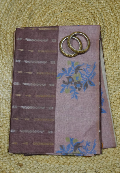 Semi Tussar Saree - Brown