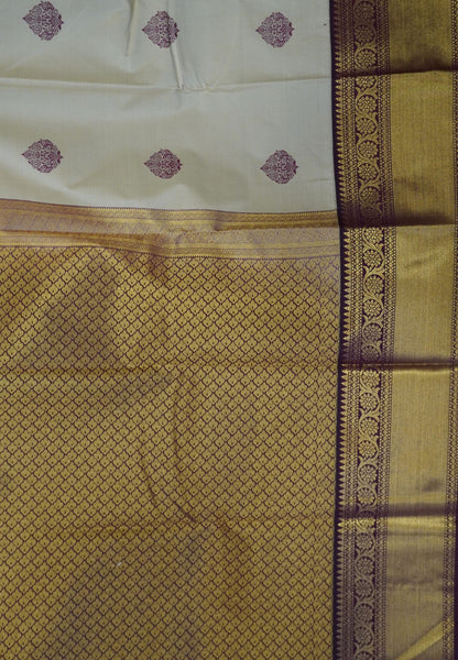Semi Silk Saree-Beige with Contrast Zari Border