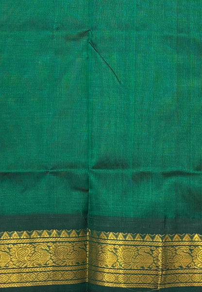 Pure Silk Cotton Saree–Peach in Checked Zari with Contrast Border
