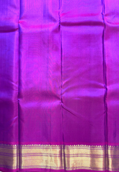 Pure Kanchipuram Silk Saree -Teal Green-Purple
