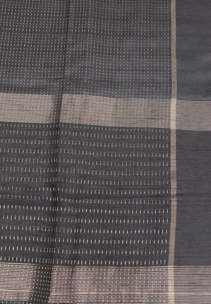 Matka Tussar Saree - Mini Zari Black