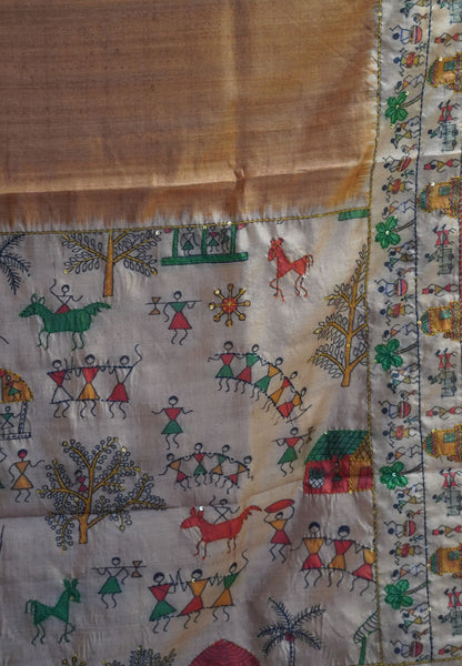 Semi Tussar Saree - Mustard