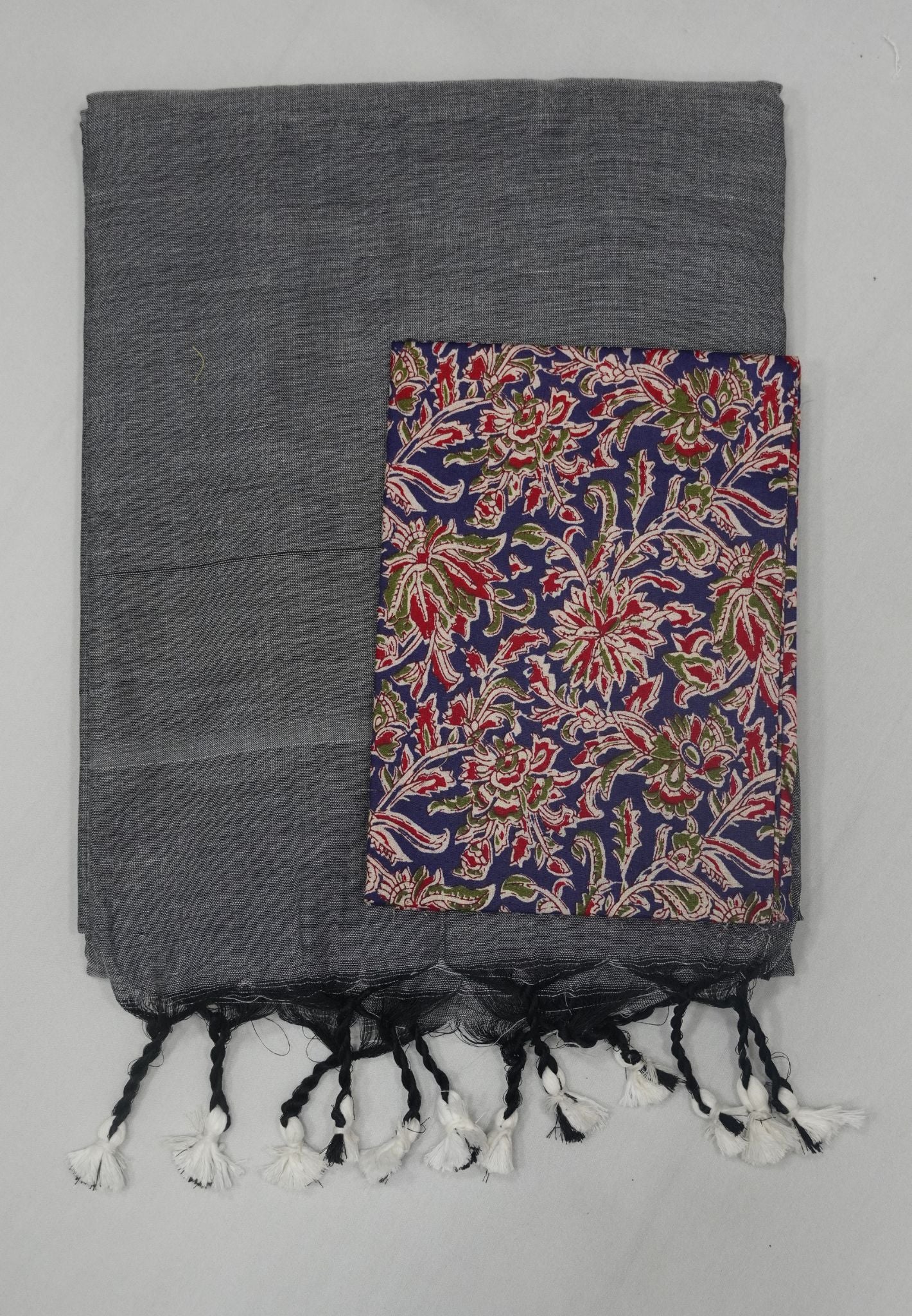 Khadi Cotton Saree - Grey