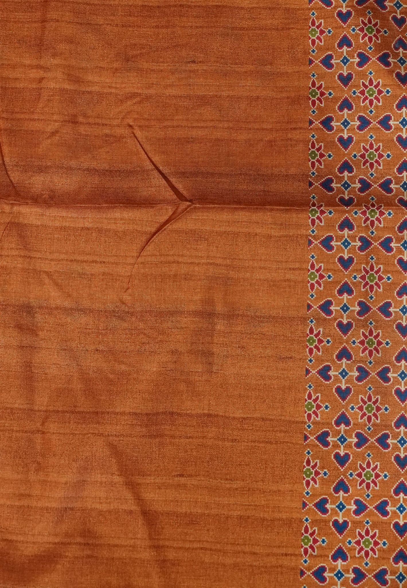 Soft Semi Tussar Saree -Mustard with Patola Print