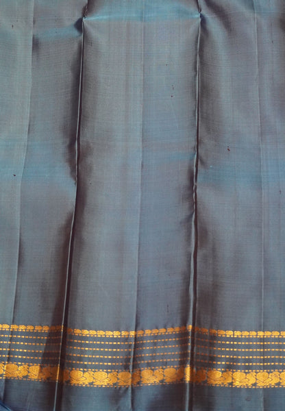 Pure Silk Saree – Grey Blue with Elegant Zari Weave