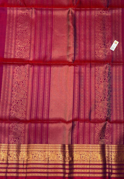 Pure Kanchipuram Silk Saree-Pastel Pink in Grand Floral Annam Zari Border