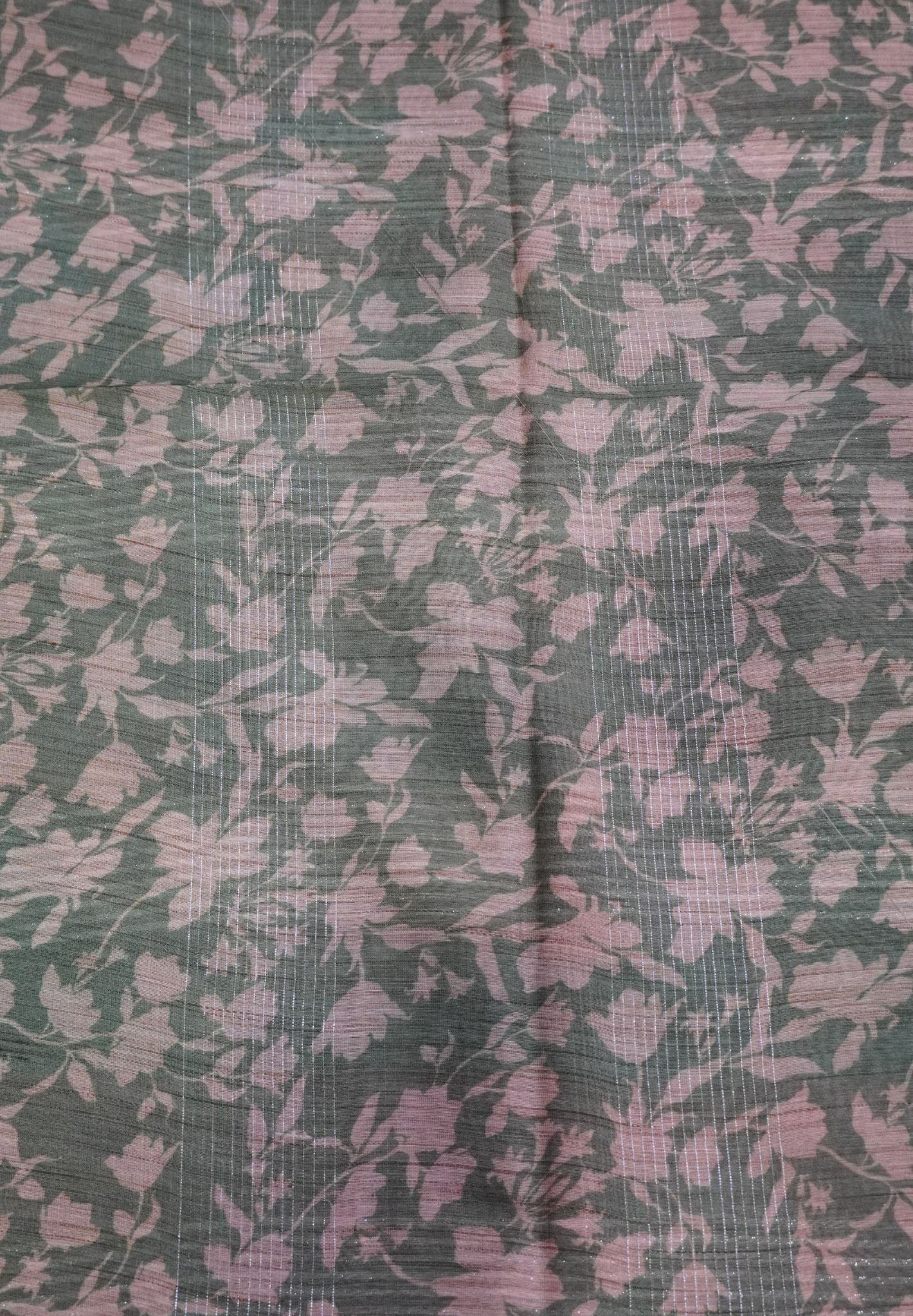 Semi Linen Saree - Multi Shade Green