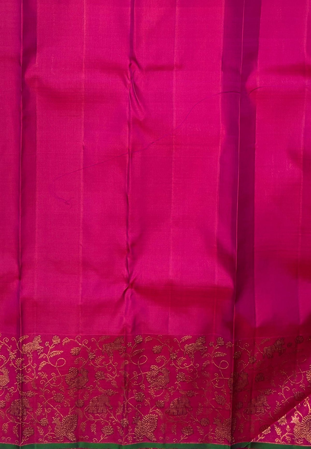 Pure Kanchipuram Silk-Multi Color in Peacock & Elephant Floral Zari Border