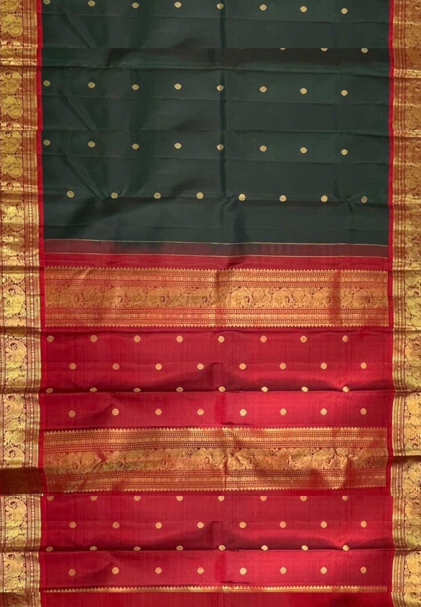 Pure Kanjivaram Silk Saree- Bottle Green
