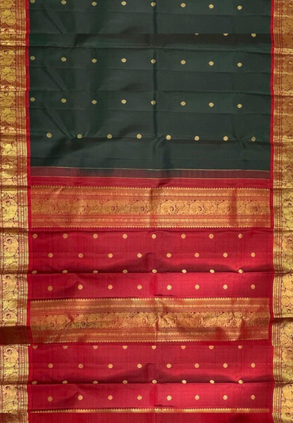 Pure Kanjivaram Silk Saree- Bottle Green
