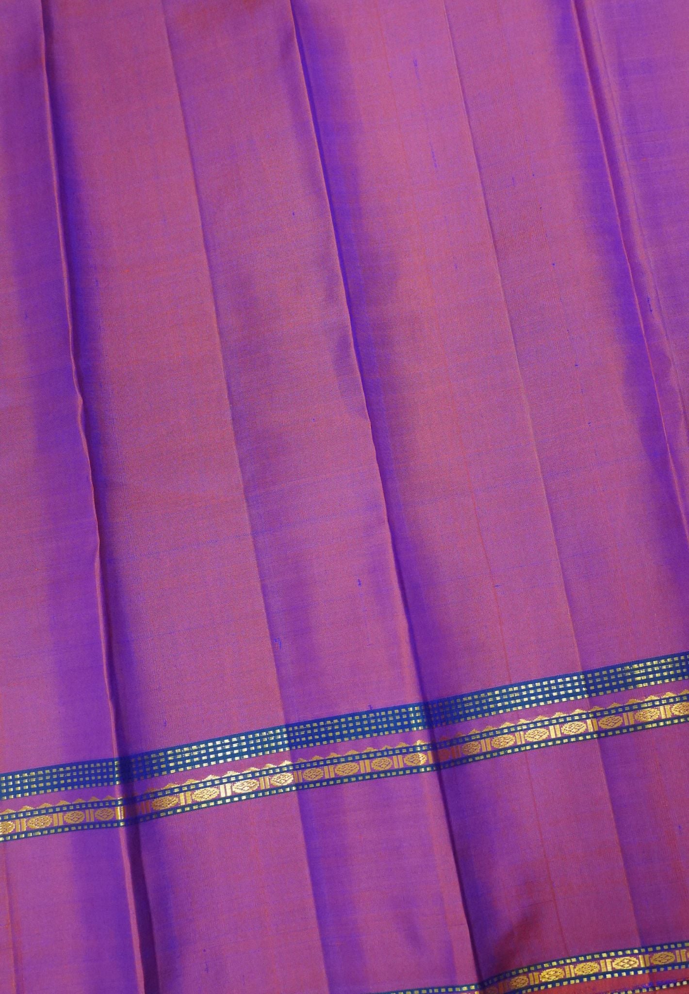 Pure Kanchipuram Silk Saree-Ink Blue with Retapett Border
