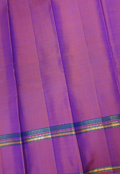 Pure Kanchipuram Silk Saree-Ink Blue with Retapett Border