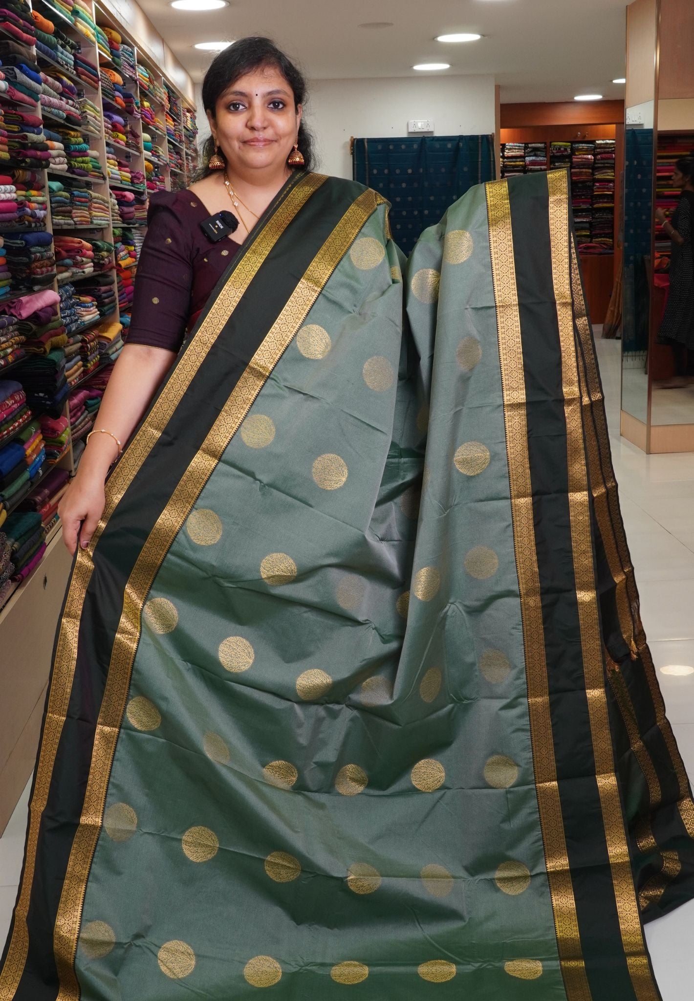 Semi Kanchipuram Silk Saree- Green