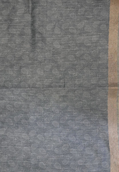 Semi Chanderi -Metallic Green with Manga Embroidery