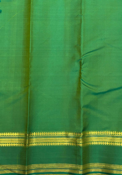 Pure Kanchipuram Silk Saree-Sky Blue in Floral Zari Brocade with Contrast Border