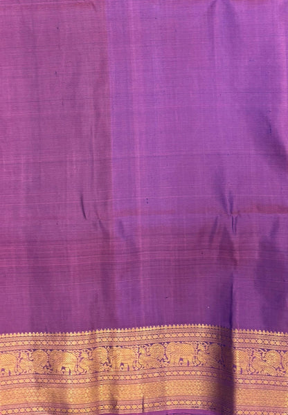 Pure Kanchipuram Silk Saree-Lavender In Gaja Floral Zari Border