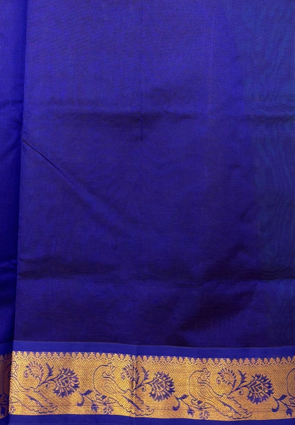 Silk Cotton Saree–Peacock Green-Blue in Mini Buttas with Contrast Border