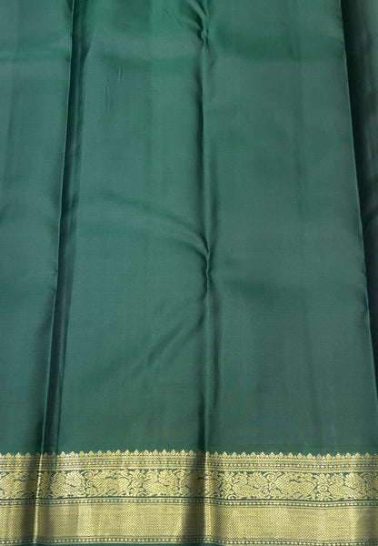 Pure Kanchipuram Silk Saree- Salmon Pink with Green