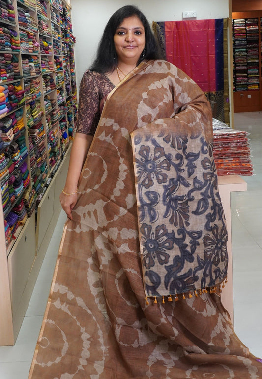Linen Saree -Sandal
