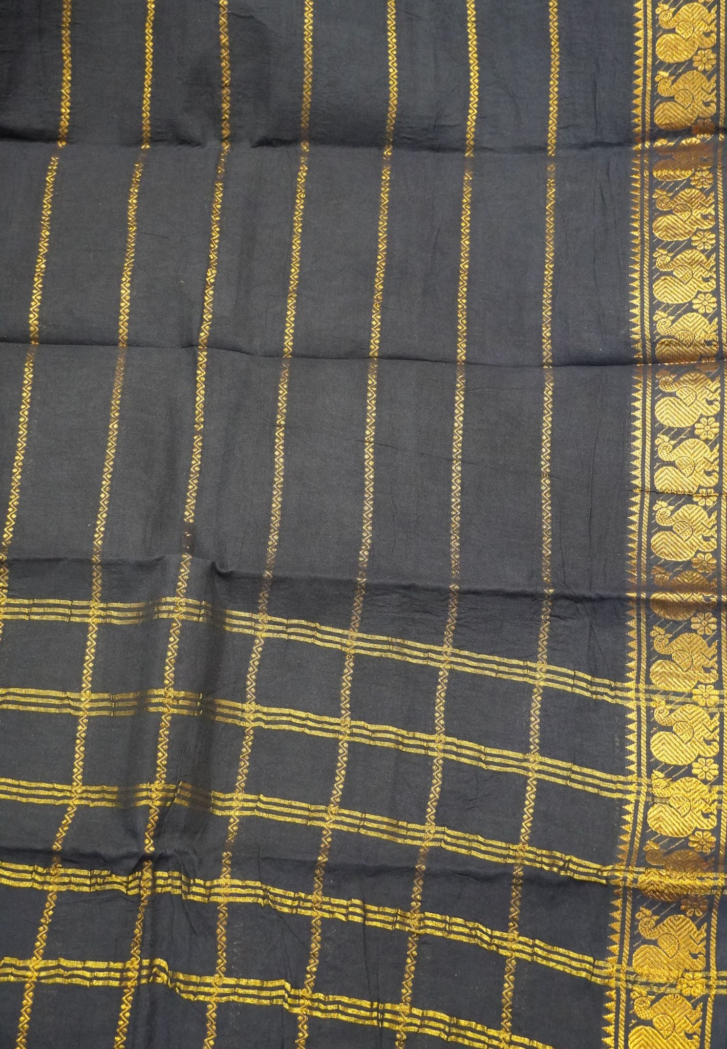 Sungudi Cotton- Veldhari Pattern Navy Blue