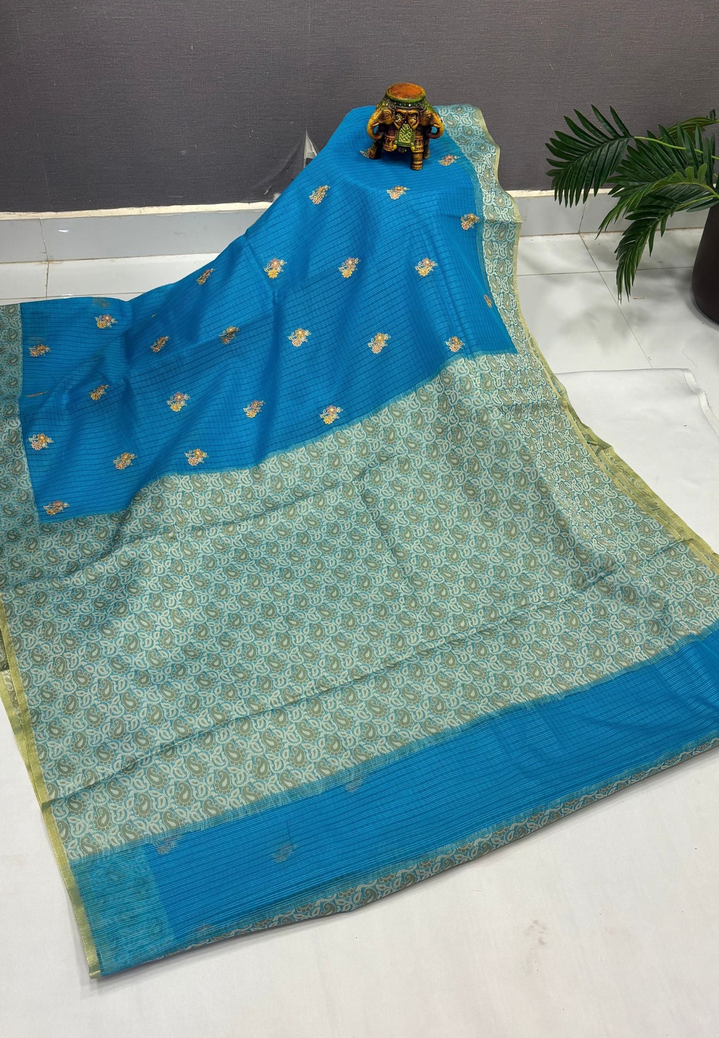 Kota Saree-Sky Blue In Manga Paisley Border