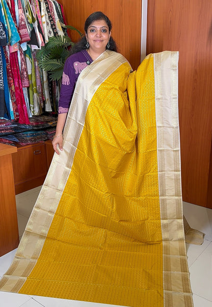 Budget Kanchipuram Silk Saree-Mustard