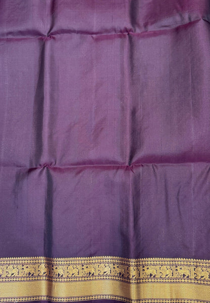 Pure Kanchipuram Silk Saree-Dark Maroon In Deer & Yali Zari Border