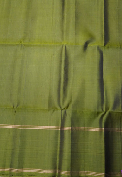 Pure Kanchipuram Silk Saree with Contrast Elegance Lavender-Olive Green