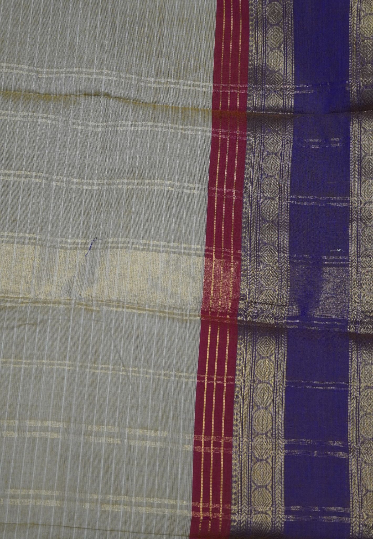 Chettinad Cotton Saree - Beige- Purple