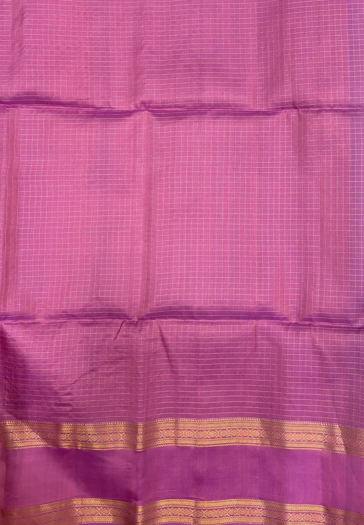 Pure Kanchipuram Silk Saree-Sky Blue in Zari Checks with Contrast Retapet Border