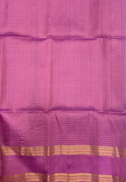 Pure Kanchipuram Silk Saree-Sky Blue in Zari Checks with Contrast Retapet Border