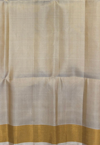 Pure Kanchipuram Silk Saree-Redish Pink In Plain Tissue Zari Border