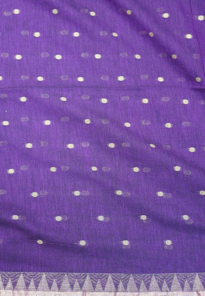 Handloom Cotton Saree-Purple With Delicate Woven Buttas
