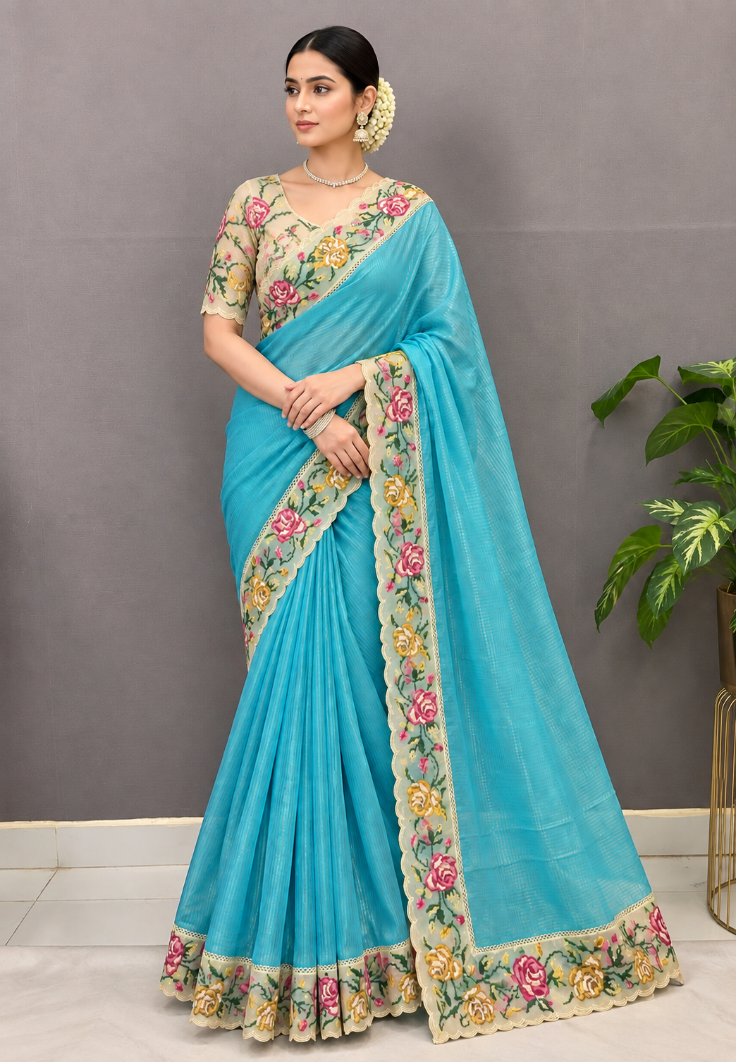 Designer Saree-Sky Blue