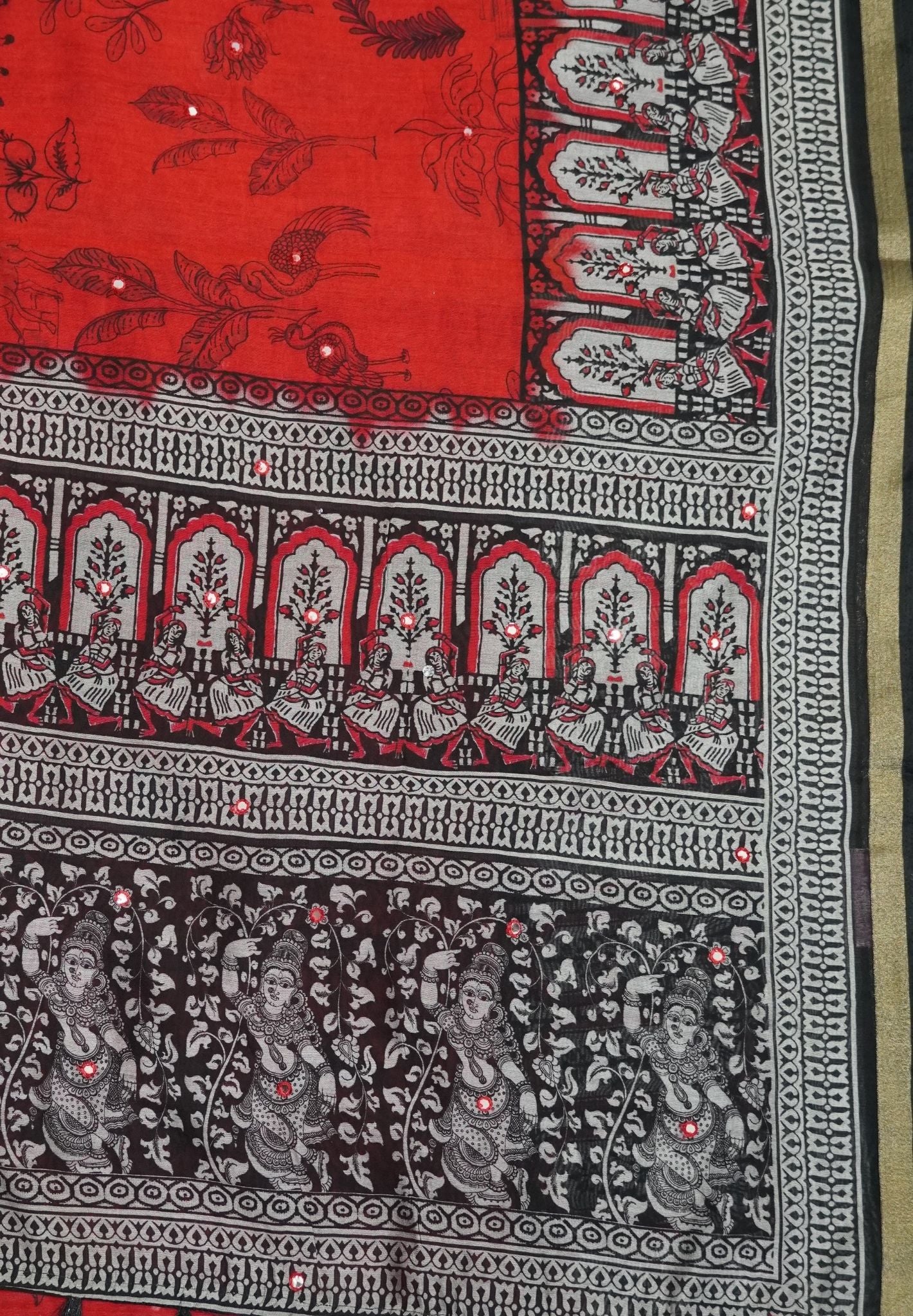 Malai Cotton Saree - Red