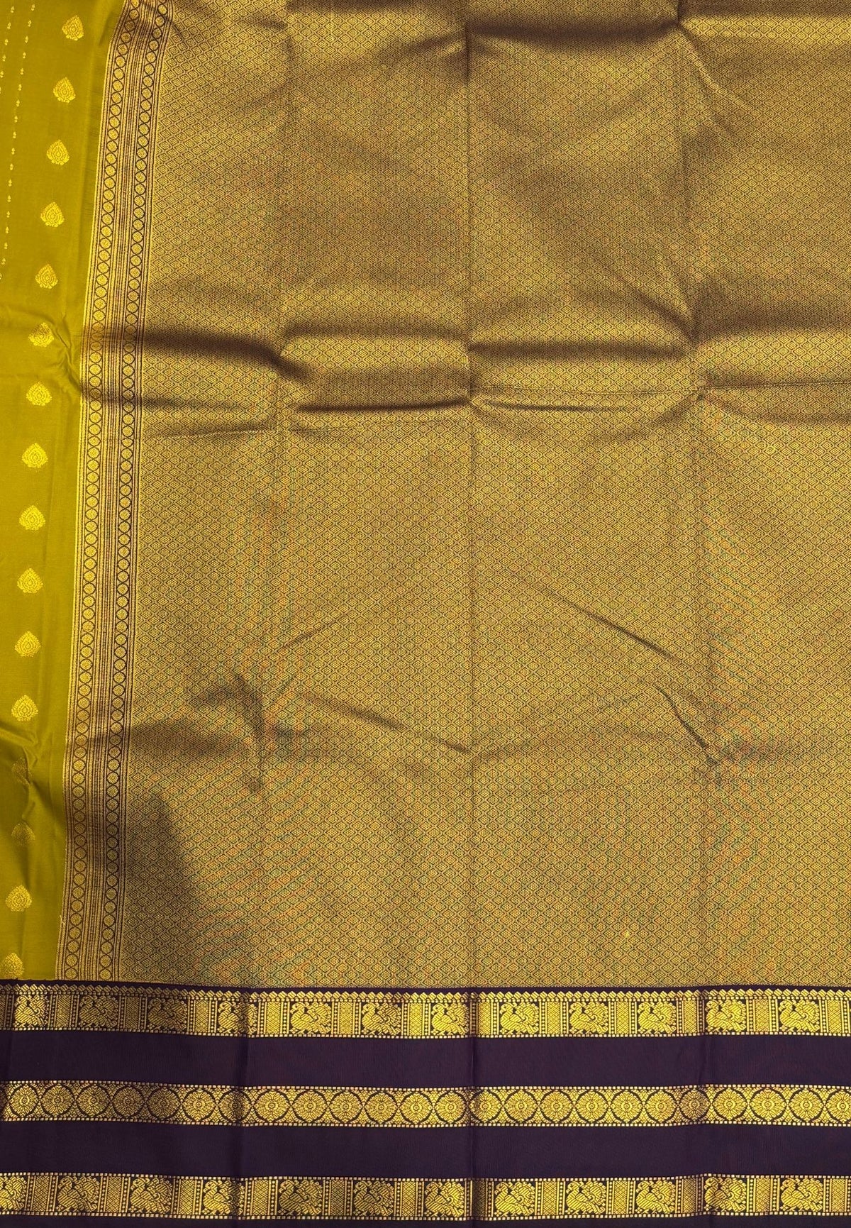 Budget Kanchipuram Saree-Yellow with Contrast Border