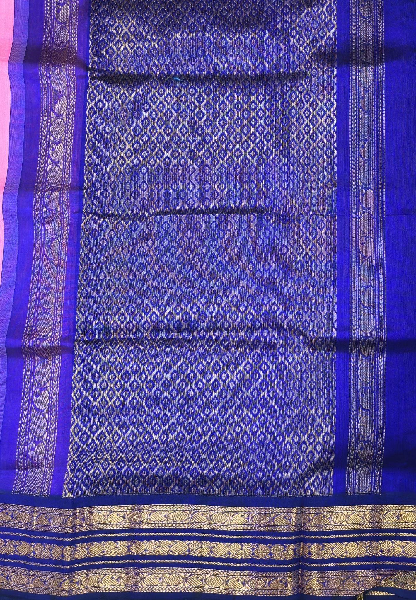 Pure Silk Cotton Saree-Pink with Contrst Varisapett Border