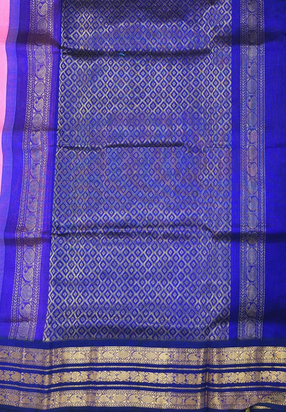 Pure Silk Cotton Saree-Pink with Contrst Varisapett Border