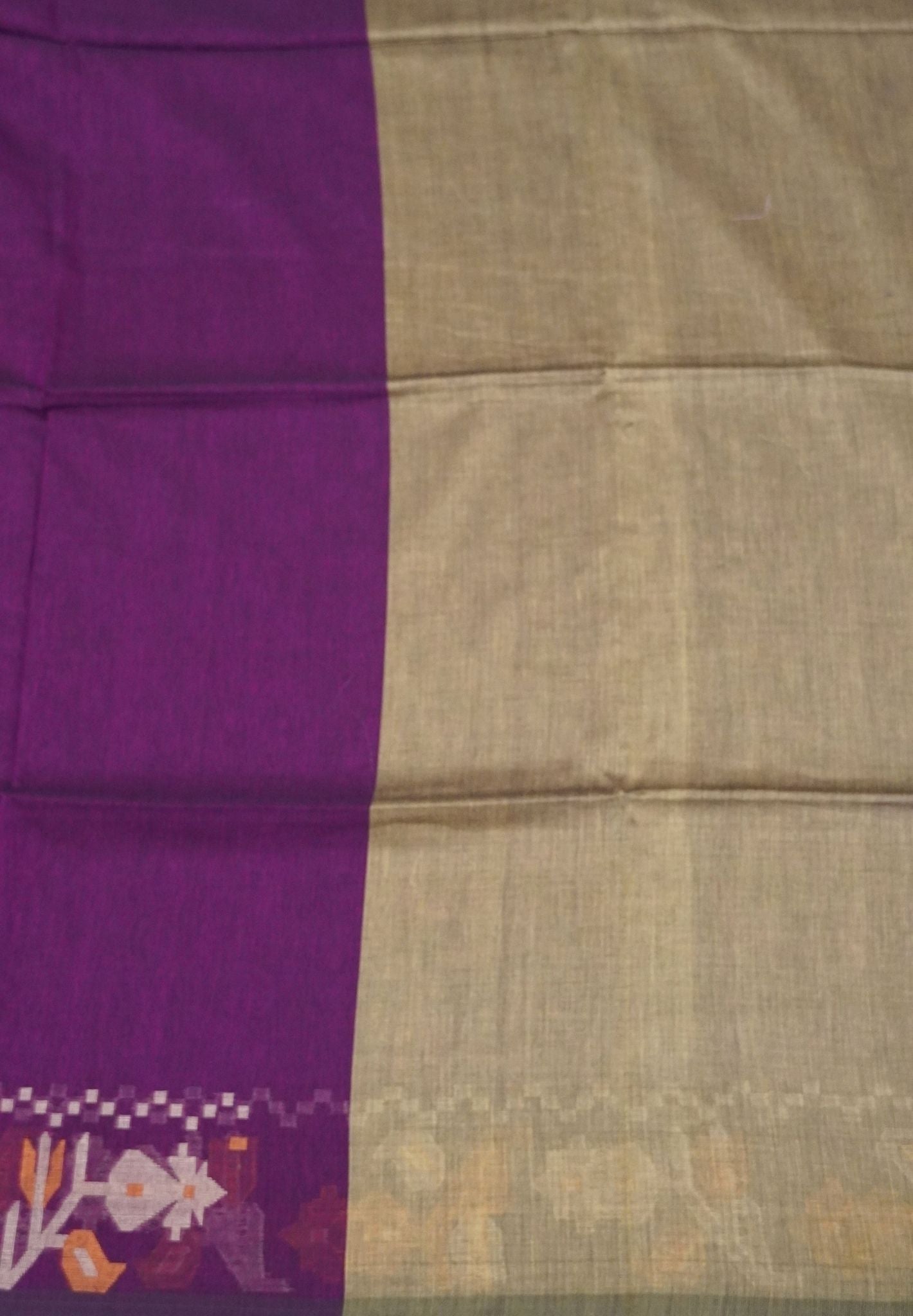 Handloom Cotton Saree- Wine Kalash Jamdhani Border