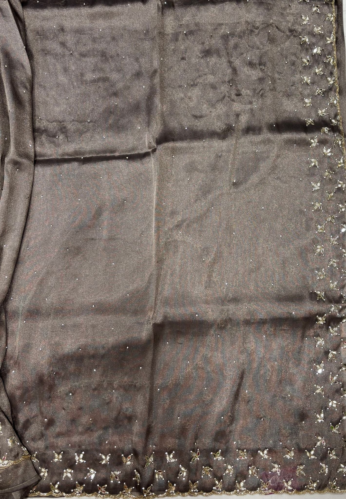 Designer Saree-Grey with Mirror Work
