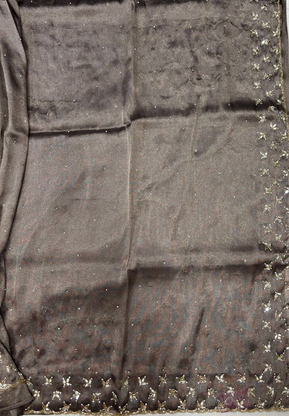 Designer Saree-Grey with Mirror Work