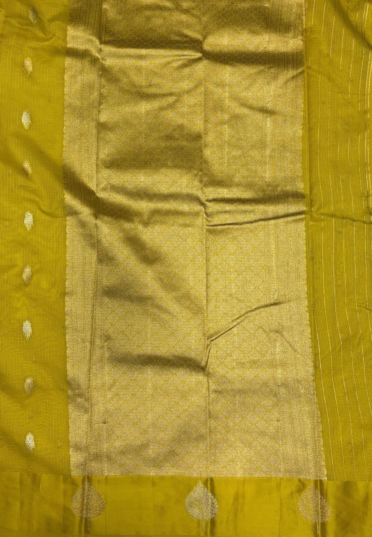 Art Silk Kota Saree-Lime Yellow In Geometric Zari Brocade Border