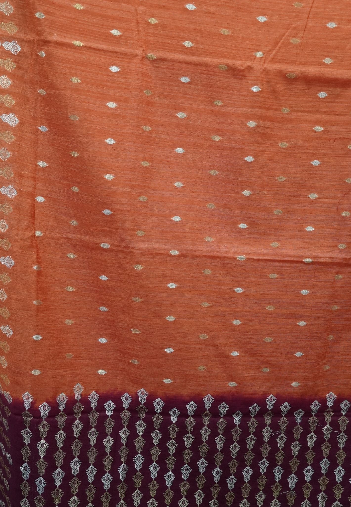 Semi  Tussar Saree - DK Orange