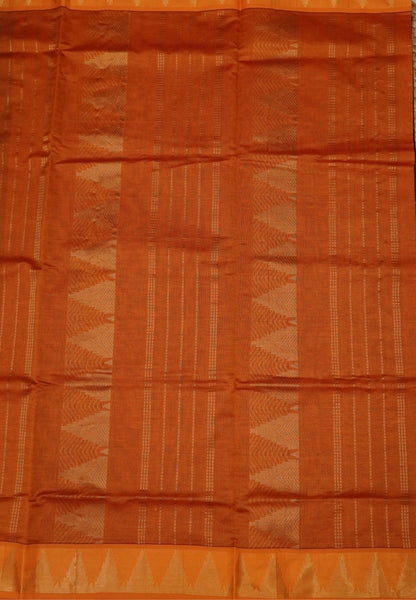 Silk Cotton Saree – Blue with Contrast Temple Border