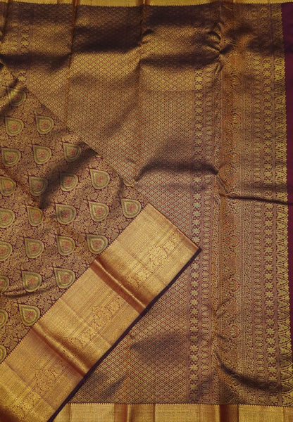 Pure Kanchipuram Silk Saree – Grand Antique Zari Bridal Weave