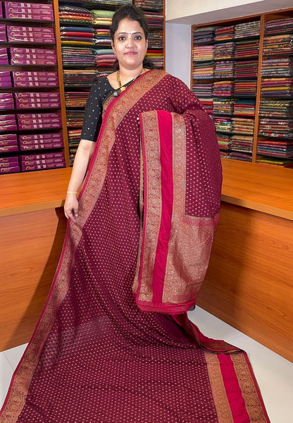 Banarasi Georgette Saree-Tone of Maroon with Retapet Border